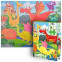 Quebra-Cabeça Dragões Dinossauros Dragon Baby Infantil 60Pçs - Pais e filhos