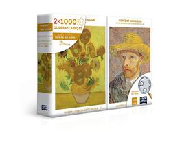 Quebra-Cabeça Duplo Vincent Van Gogh - Retrato e Girassóis - 1000 Peças - Toyster