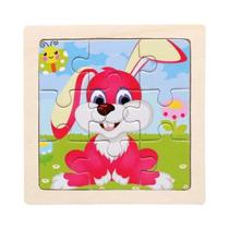 Quebra-Cabeça Educacional De Madeira Em Formato De Animais De Desenho Animado 11X11CM Para Crianças