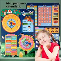 Quebra-Cabeça Educacional Infantil De Relógio Com Calendário Pequeno Para Aprender a Ler a Hora E as