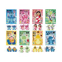 Quebra-Cabeça Educacional Infantil Lilo & Stitch Com Adesivos, Jogo De 16 Folhas, Faça Um Rosto