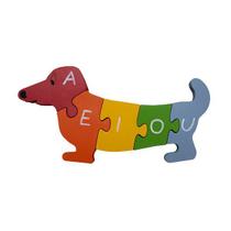 Quebra-Cabeça Educativo Cachorro com Vogais e Números