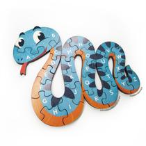 Quebra Cabeça Educativo de Cobra em Madeira com Letras do Alfabeto - Keco