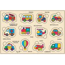Quebra Cabeça Educativo de Encaixe Didático Veículos Colorido