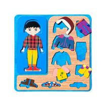 Quebra Cabeça Educativo Infantil Estilista Troca de Roupa Pedagógico Menino