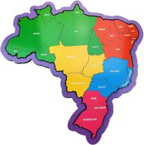 Quebra Cabeça Educativo Mapa Do Brasil Em Madeira Babebi