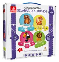 Quebra-cabeça Educativo Sílabas Dos Bichos Animais Madeira