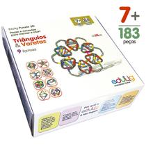 Quebra-cabeça Edulig Puzzle 3D Triângulos e Varetas - 9 sugestões de montagem- 197 peças e conexões - 6 cores - Edulig