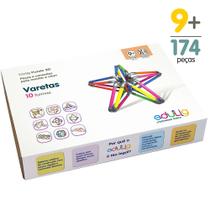Quebra-cabeça Edulig Puzzle 3D Varetas - 10 sugestões de montagem- 170 peças e conexões - 6 cores - Edulig