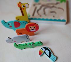 Quebra-Cabeça em camadas - Animais da Selva, da Tooky Toy - Cód. TH606 Quebra-Cabeça em camadas - Animais da Selva, da Tooky Toy - Cód. TH606