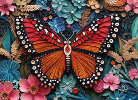 Quebra-cabeça em forma de borboleta natural em forma de 1000 peças 68x49 cm