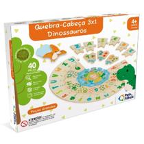 Quebra-Cabeça em madeira 3x1 Dinossauros - Pais e Filhos