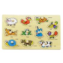 Quebra-Cabeça Encaixe Divertido Educativo Com Pinos Animais