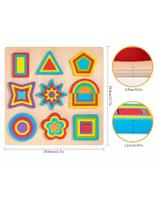 Quebra Cabeça Encaixe Divertido Formas e Cores Geometrico Educativo MDF Montessori Pedagogico