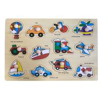 Quebra-Cabeça Encaixe Divertido Pinos Meios De Transporte
