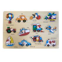 Quebra-Cabeça Encaixe Divertido Pinos Meios de Transporte