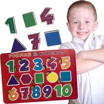 Quebra-Cabeça Encaixe Formas e Números Brinquedo Pedagógico