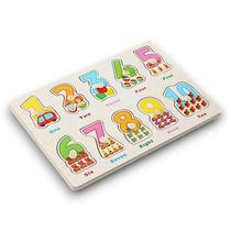 Quebra-cabeça Encaixe Números e Quantidades Pinos de Madeira