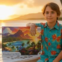 Quebra Cabeça Entardecer no Havaí 2000pçs Paisagem Praia Mar