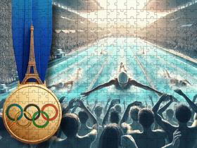 Quebra-cabeça Esportes Olimpicos Natação de 300 peças em mdf - Coleção Tea & Amor