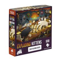 Quebra-Cabeça Exploding Kittens - Gatos Jogando Xadrez - 500 Peças