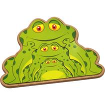 Quebra cabeça família sapo 5 peças madeira