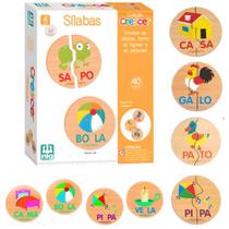 Quebra Cabeça Figuras Madeira Encaixe Sílabas Jogo Educativo