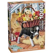 Quebra cabeca filhotes brincando 1000 pecas grow