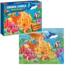 Quebra Cabeça Fundo Do Mar 20 Peças MDF Infantil Peixe Shark