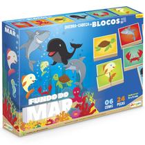 Quebra cabeça fundo do mar em blocos com 24 peças - junges - 832