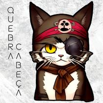 Quebra-Cabeça Gato Pirata de Lenço Marrom. Peças em Formatos Especiais. Gatos Ilustrações Exclusivas