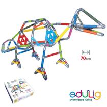 Quebra-cabeça Geométrico Edulig Puzzle 3D Dino - 124 peças e conexões - 70 cm comprimento