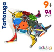 Quebra-cabeça Geométrico Edulig Puzzle 3D Tartaruga - 94 peças e conexões - 35 cm de comprimento