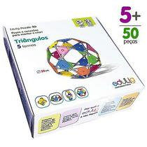 Quebra-cabeça Geométrico Edulig Puzzle 3D Triângulos - 5 sugestões de montagem - 50 peças e conexões - 6 cores