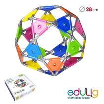 Quebra-cabeça Geométrico Edulig Puzzle 3D Triângulos - 5 sugestões de montagem - 50 peças e conexões - 6 cores
