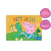 Quebra cabeça gigante 24 peças peppa pig george e seu melhor amigo - mimo toys 2108