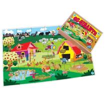 Quebra cabeça gigante fazenda com 24 peças em madeira - simque - 522