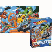 Quebra Cabeça Gigante Hot Wheels 48 Peças Infantil Grow