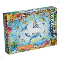 Quebra Cabeça Golfinhos No Oceano C/ 1000 Peças 04607 - Grow