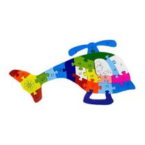 Quebra-Cabeça Helicóptero MDF Alfanumérico