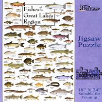 Quebra-cabeça Heritage Puzzle Inc. Fishes Great Lakes 550 unidades