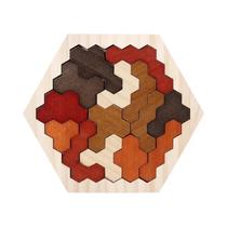 Quebra-Cabeça Hexagonal De Madeira Para Crianças, Bloco De Padrão Tangram, Brinquedo Educacional Quebra-Cabeça Hexagonal De Madeira Para Crianças, Bloco De Padrão Tangram, Brinquedo Educacional