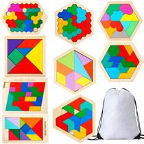 Quebra-Cabeça Hexagonal de Madeira Sratte (9 Peças) com Bolsa de Armazenamento