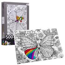 Quebra Cabeça Infantil 500 Peças Borboleta para Colorir - Castela Quebra Cabeça Infantil 500 Peças Borboleta para Colorir - Castela