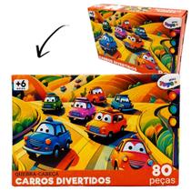 Quebra Cabeça Infantil 80 Carros Divertidos - Mini Toys Quebra Cabeça Infantil 80 Carros Divertidos - Mini Toys