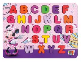 Quebra Cabeça Infantil Alfabeto Em Madeira Minnie Disney