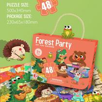 Quebra-cabeça infantil, brinquedo DIY plano, 48 peças de animais de desenho animado
