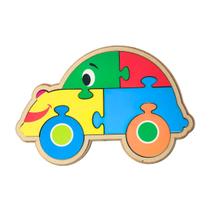 Quebra-cabeça Infantil Carro 6 peças Brinquedo Educativo MDF - Maninho - 3 anos