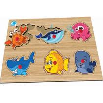 Quebra-Cabeça Infantil com Pinos - Animais Aquáticos