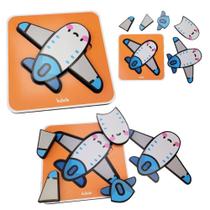 Quebra Cabeça Infantil De Madeira E Encaixe Educativo Avião - Babebi Quebra Cabeça Infantil De Madeira E Encaixe Educativo Avião - Babebi